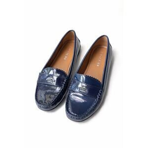Coach Odette Moccasin Loafers Women’s 7B Navy Blue Patent Leather Slip On Flats